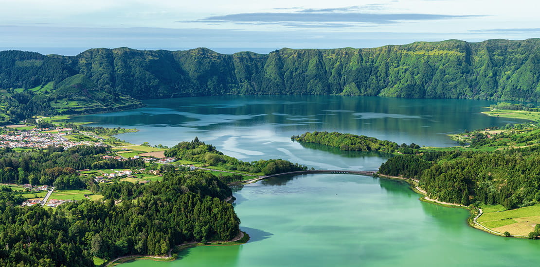 A view over the Sete Cidades lake in Ponta Delgada, the Azores